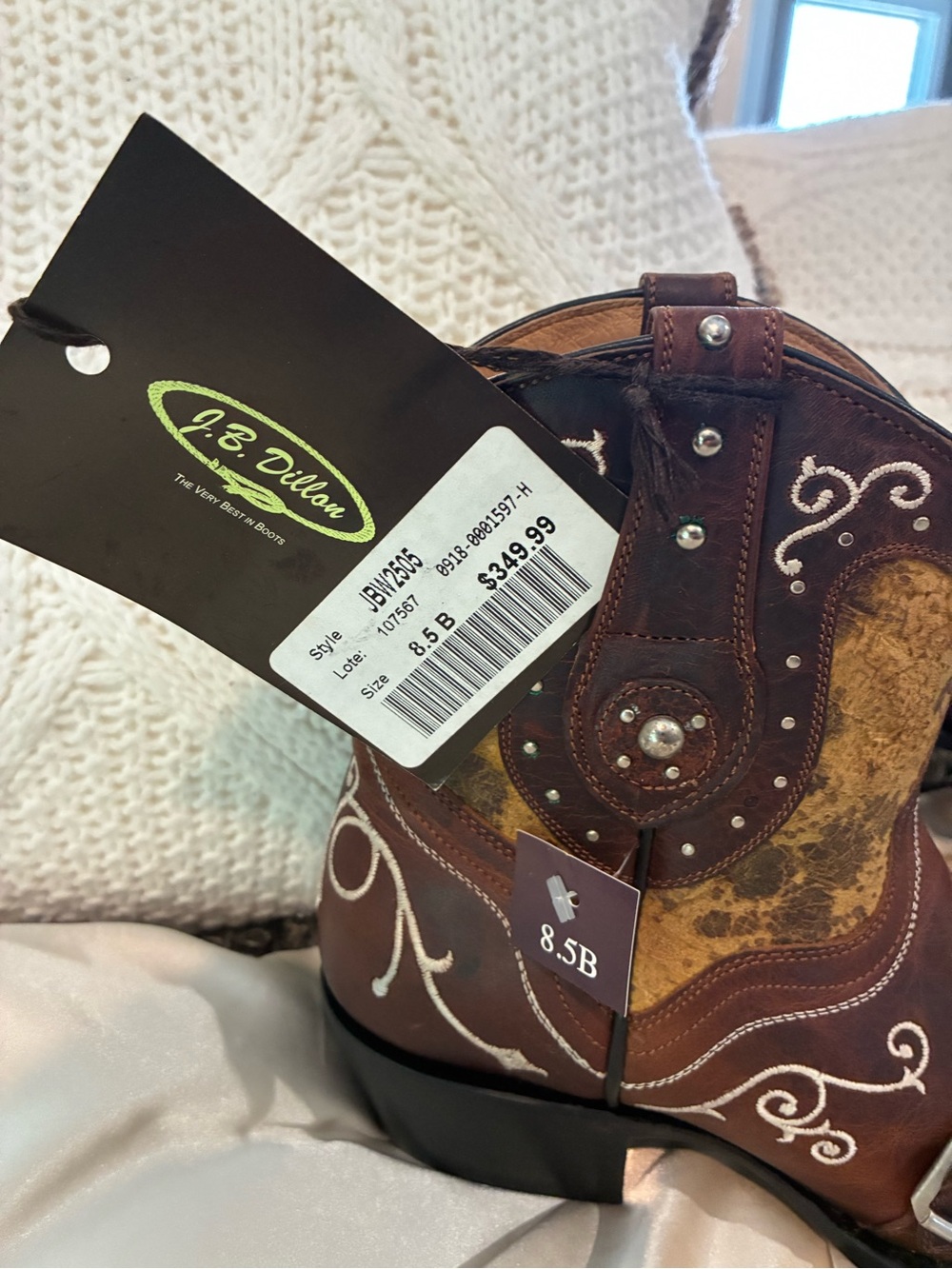 J.B. Dillon Brown and Tan Embroidered Western Heeled Boots